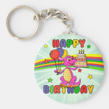 Cute Kids dinosaur birthday Keychain