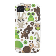Cute kids frog turtle deer bunny and owl pattern iPhone 4 case