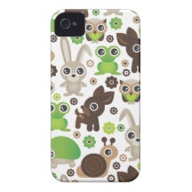 Cute kids frog turtle deer bunny and owl pattern iPhone 4 case