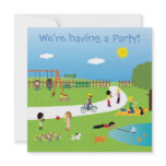 Cute kids in the park party invitations template