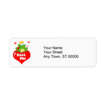 cute kiss me frog prince on heart cartoon return address labels