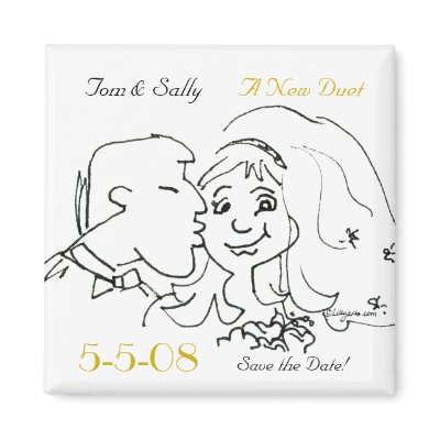 Cute Kiss Save the Date Wedding Magnets by zooogle