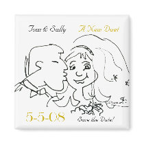 Cute Kiss Save the Date Wedding Magnets