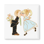 Cute Kissing Couple Refrigerator Magnets