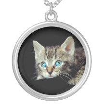 Cute Kitten Cat Photo Pendant Sterling Silver
