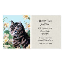 Cute kitten - vintage cat art business cards