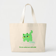 Cute kitten with spilt milk canvas bags