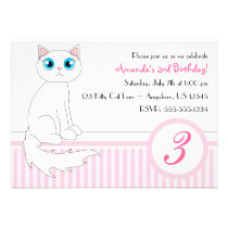 Cute Kitty Cat Birthday Party Invitation - Pink invitations