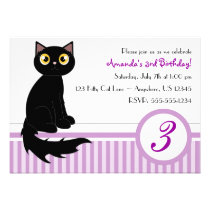 Cute Kitty Cat Birthday Party Invitation - Purple invitations