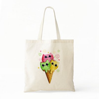 Cute Kitty Cat Ice Cream Canvas Bag by colonelle