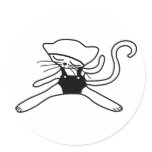 cute kitty doll black round sticker