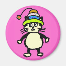 Cute "Knit-Rit" cat magnet - pink