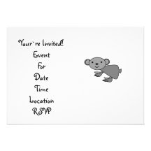 Cute koala grey custom invitations