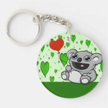 Cute Koala with Red Heart Balloon Acrylic Key Chain