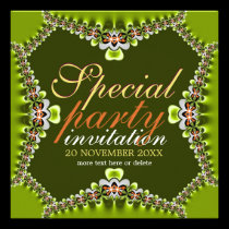 Cute Lacy Fresh Green Girls Party Invitations invitations