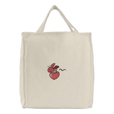Cute Lady Love Bug Tote Canvas Bag by silly_strings