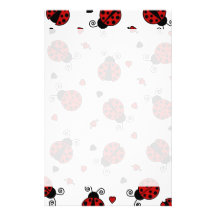 Cute Ladybug and Hearts Pattern Customized Stationery