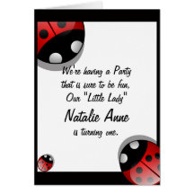 Cute Ladybug Birthday Invitation Template Card