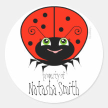 cute LADYBUG custom SCHOOL book ID label Stickers