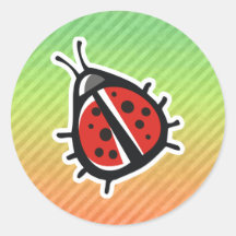 Cute Ladybug Design Round Stickers