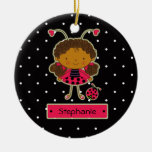 Cute ladybug girl polkadots personalized ornament
