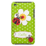 Cute ladybug girls name green ipod touch case