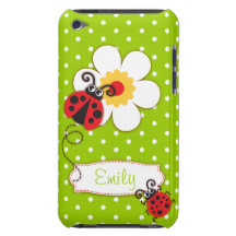 Cute ladybug girls name green ipod touch case
