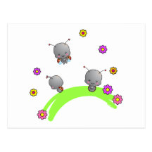 Cute Ladybugs and Flowers Postcard