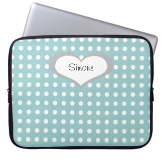 Cute Laptop Sleeve Custom Name French Polka Dot