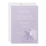 CUTE Lavender Bicycle Couple Wedding Invitation