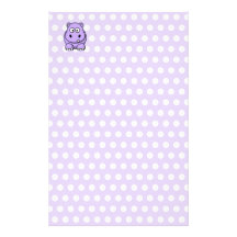Cute Lavender Hippo Stationery Design