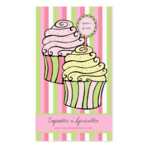 Cute Lemon Lime & Pink  Cupcakes Business Cards