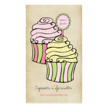 Cute Lemon & Pink  Cupcakes Business Cards