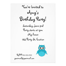 Cute light blue owl personalized announcement