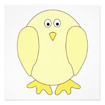 Cute Light Yellow Bird. Cartoon Chick. Personalized Announcement
