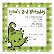 Cute Lil' Lizard Custom Invites