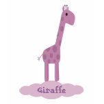 Cute lilac cartoon Giraffe navy blue tee shirt
