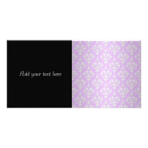 Cute Lilac Lavender and White Damask Photo Card Template
