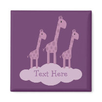 Cute lilac & purple Giraffes magnet