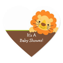 Cute Lion Baby Shower Square Sticker!