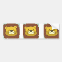 cute lion face on green blue bumper stickers