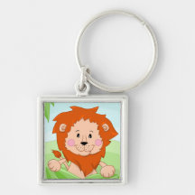 Cute lion in grass key chains