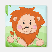 Cute lion in grass refrigerator magnets