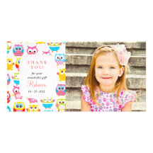 Cute Litte Owls Photo Any Occasion Thank you Photo Cards