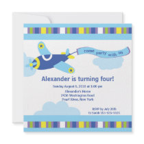 Cute Little Airplane Birthday Party Invitation