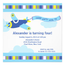Cute Little Airplane Birthday Party Invitation