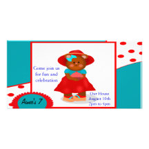 Cute Little Bear with Cupcake Photo Card