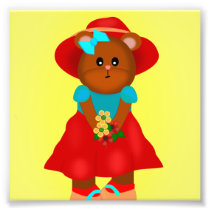 Cute Little Bear with Flowers Photograph