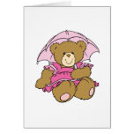 Cute Little Bear with Pink Umbrella Greeting Card
