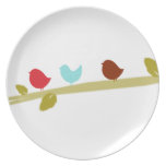 Cute little birds on a limb plates